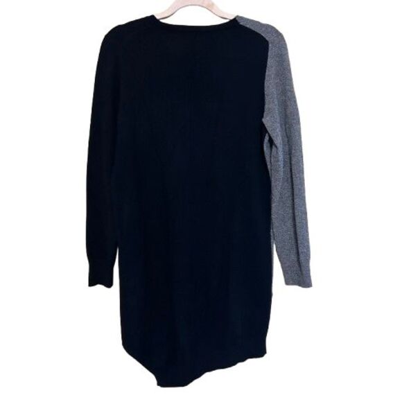 360 Cashmere Wool Blend Tunic Sweater Dress Colorblock Black Gray Womens Medium - Picture 3 of 6